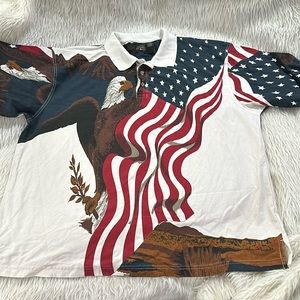 American flag patriotic eagle and flag polo shirt size xxl